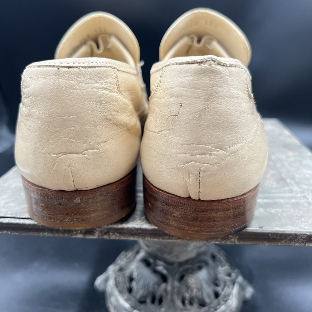 Vintage Prima Strada Italy Men Loafers 10.5 M Beige Woven Braided Leather Shoes - Picture 4 of 16